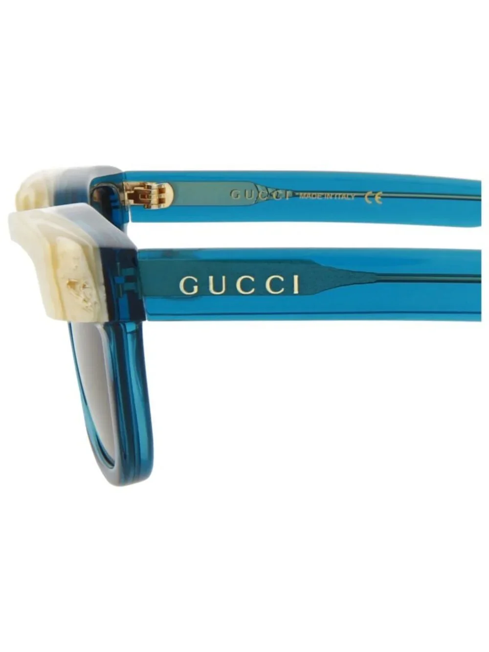 New Gucci Women's Sunglasses Square Rectangle Acetate Frame Mens Blue Blue Brown